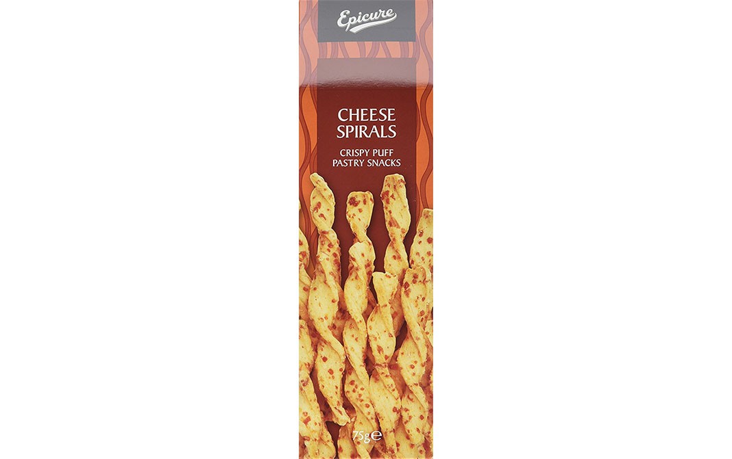 Epicure Cheese Spirals Crispy Puff Pastry Snacks   Box  75 grams